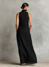 Caterina | Vestito lungo nero minimalista per Donna