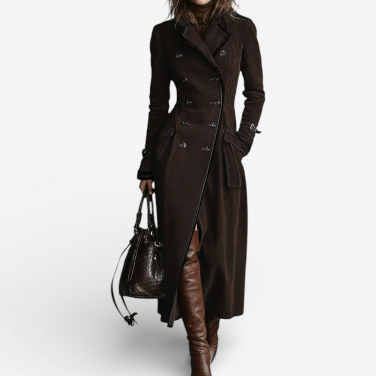 Nathaly™ | Trench Lungo in Camoscio da Donna