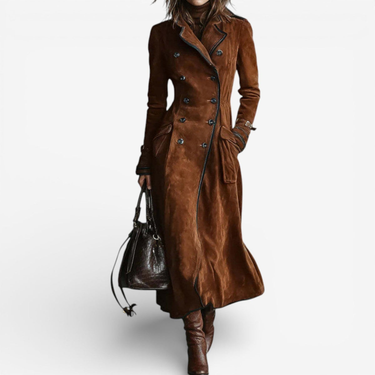 Nathaly™ | Trench Lungo in Camoscio da Donna