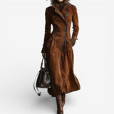 Nathaly™ | Trench Lungo in Camoscio da Donna
