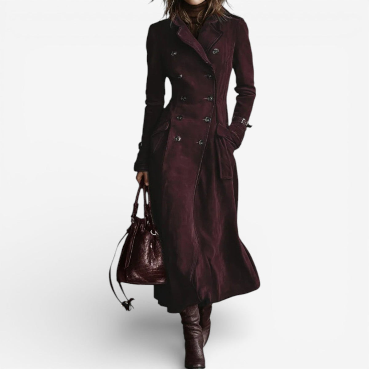 Nathaly™ | Trench Lungo in Camoscio da Donna
