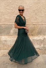 Alondra - Abito lungo da donna con stampa floreale e scollo a V
