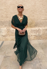 Alondra - Abito lungo da donna con stampa floreale e scollo a V