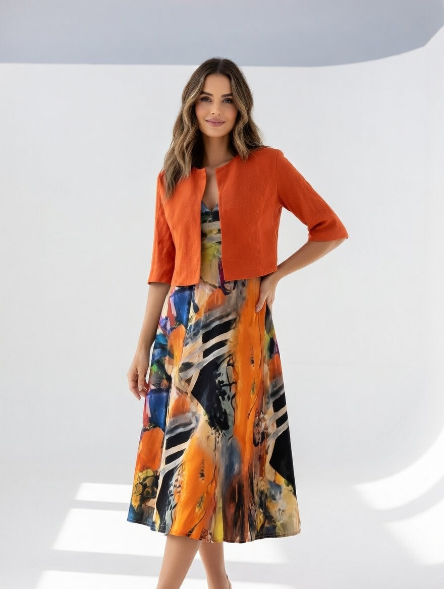 Maéliane – Abito midi stampato elegante e fluido da donna