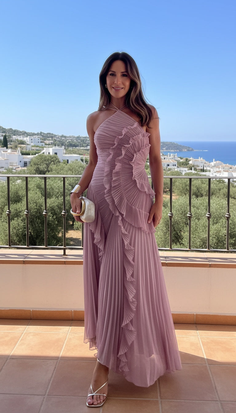 Rosé - Abito Lungo Plissettato