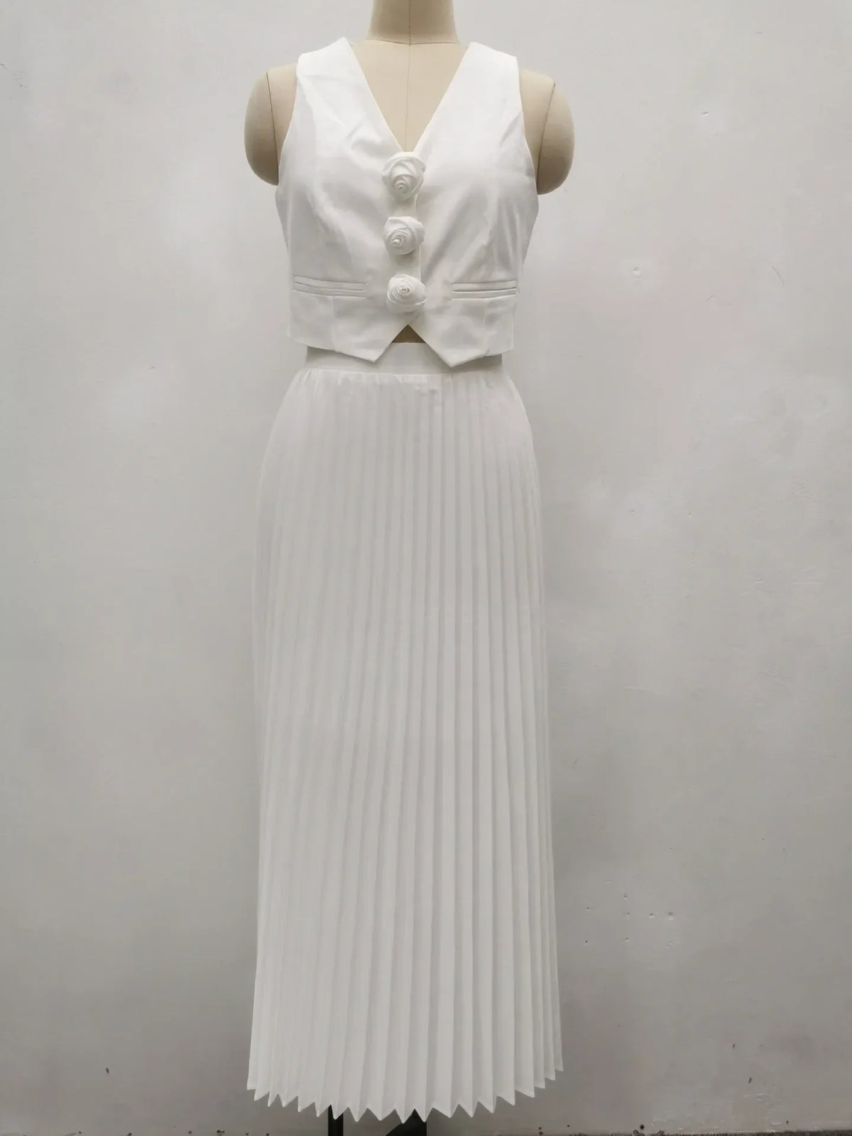 Rosaire | Set con Gilet Floreale Gonna Plissada