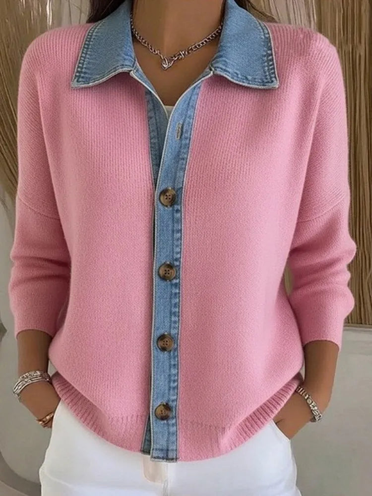 Léonie | Maglione em Maglia con Gola em Denim