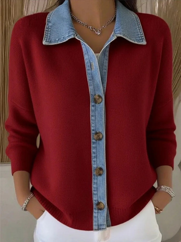 Léonie | Maglione em Maglia con Gola em Denim