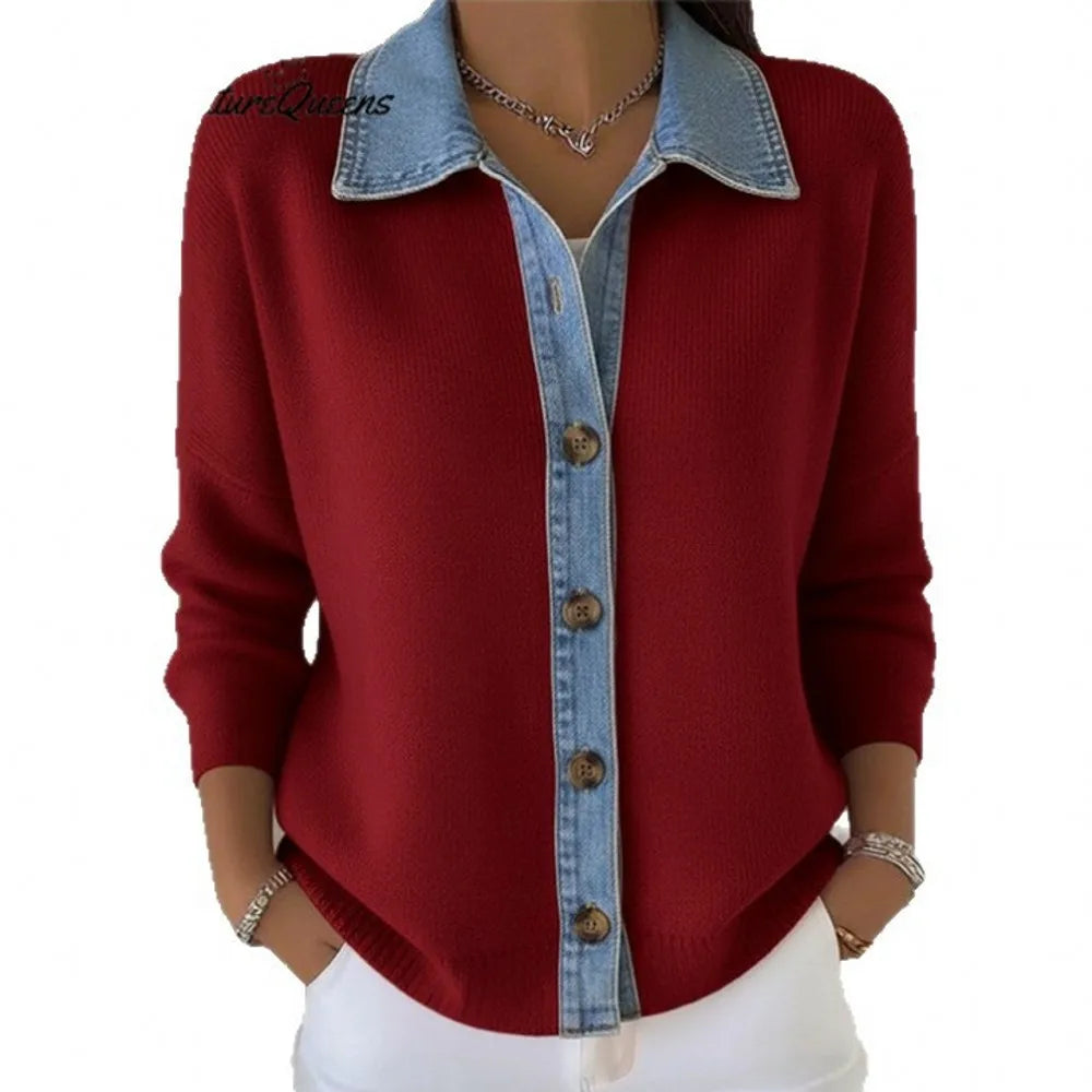 Léonie | Maglione em Maglia con Gola em Denim