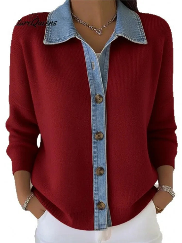 Léonie | Maglione em Maglia con Gola em Denim