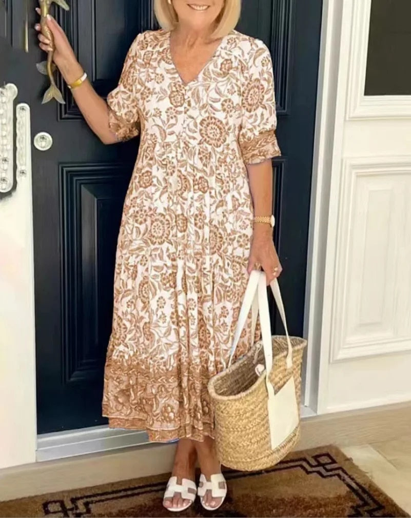 ARIA - Abito floreale elegante con scollo a V