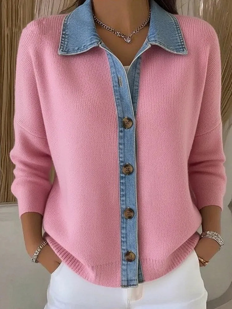Léonie | Maglione em Maglia con Gola em Denim