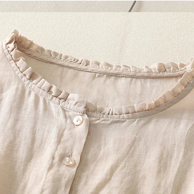 Ines - Blusa in Lino con Pizzo per Donna