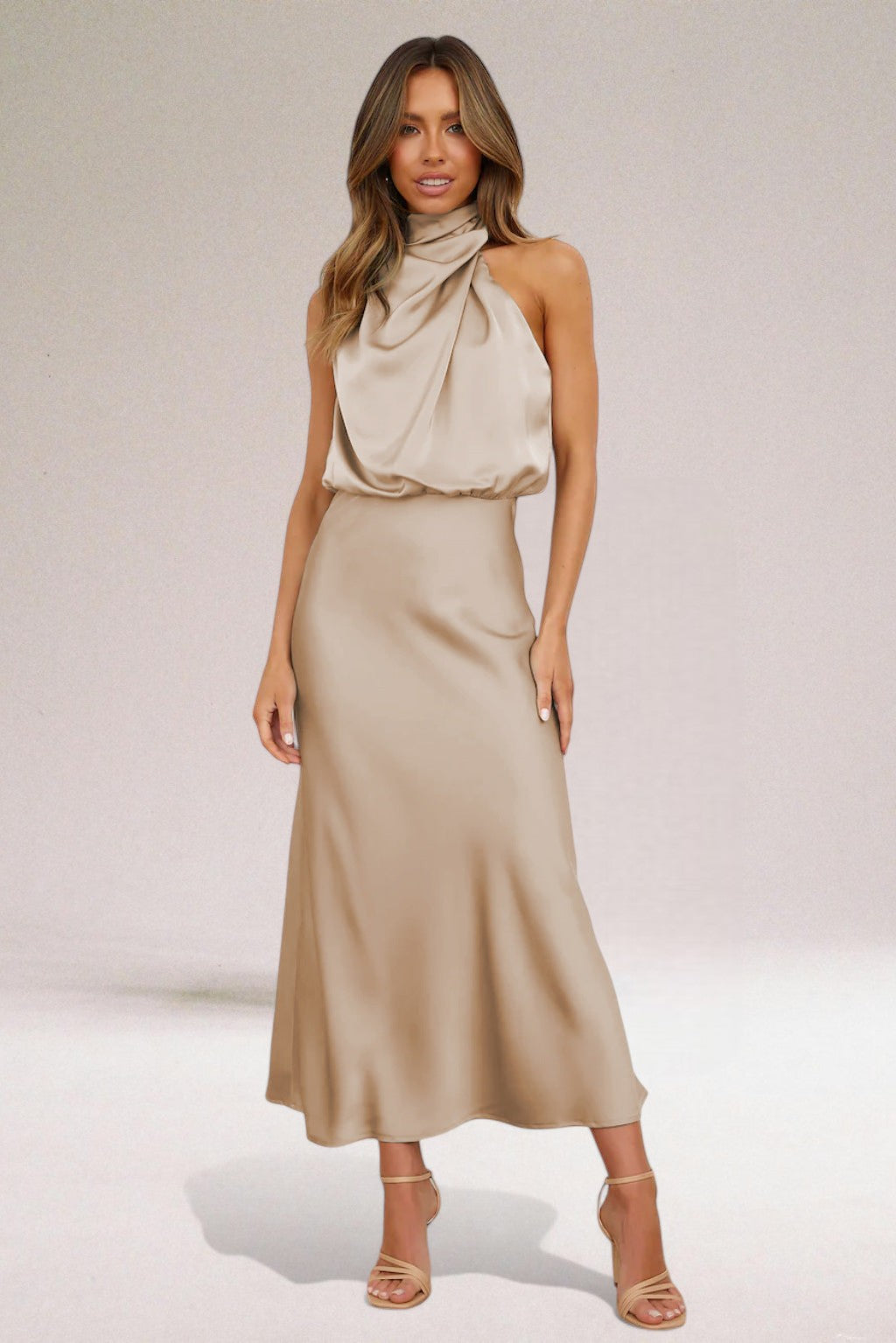 Flavia | Abito halter da donna in raso glamour