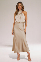 Flavia | Abito halter da donna in raso glamour
