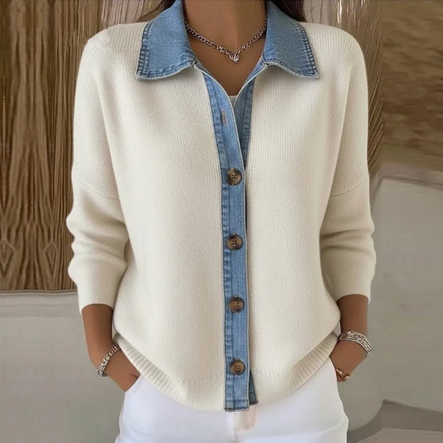 Léonie | Maglione em Maglia con Gola em Denim