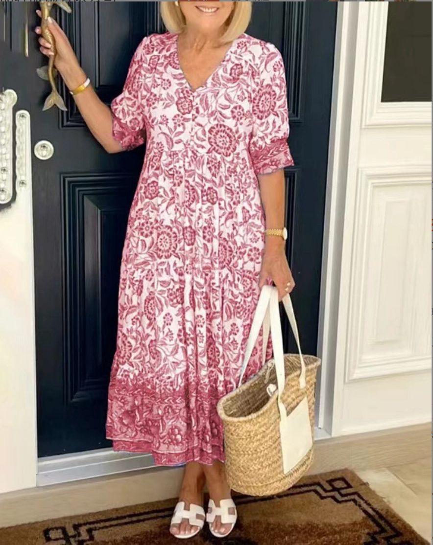 ARIA - Abito floreale elegante con scollo a V