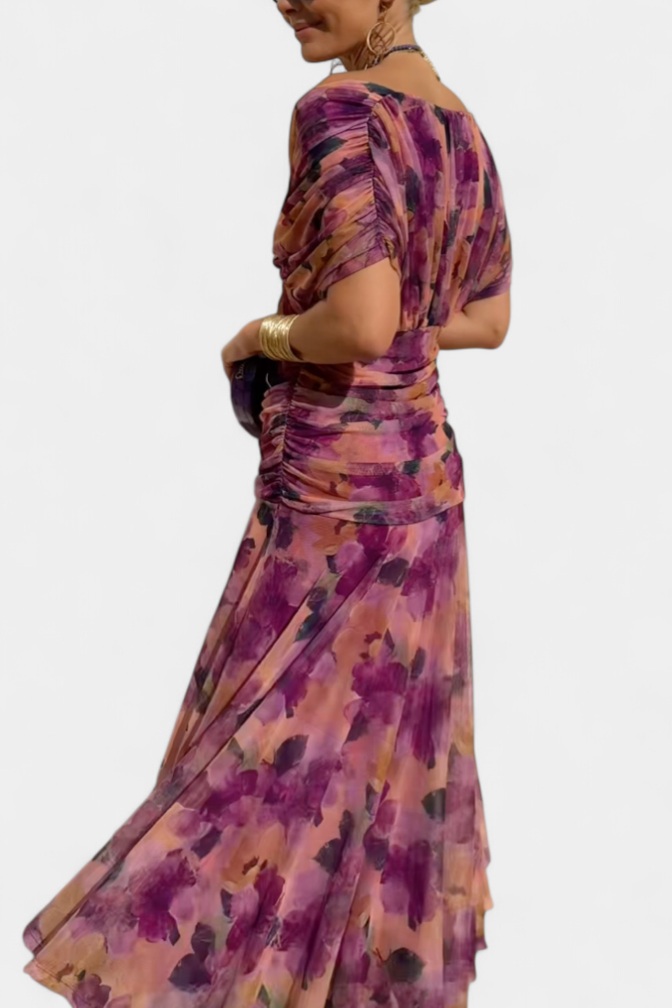 Magda™ | Abito largo di fiori con scollo a V