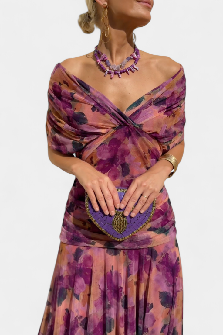 Magda™ | Abito largo di fiori con scollo a V