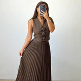 Rosaire | Set con Gilet Floreale Gonna Plissada