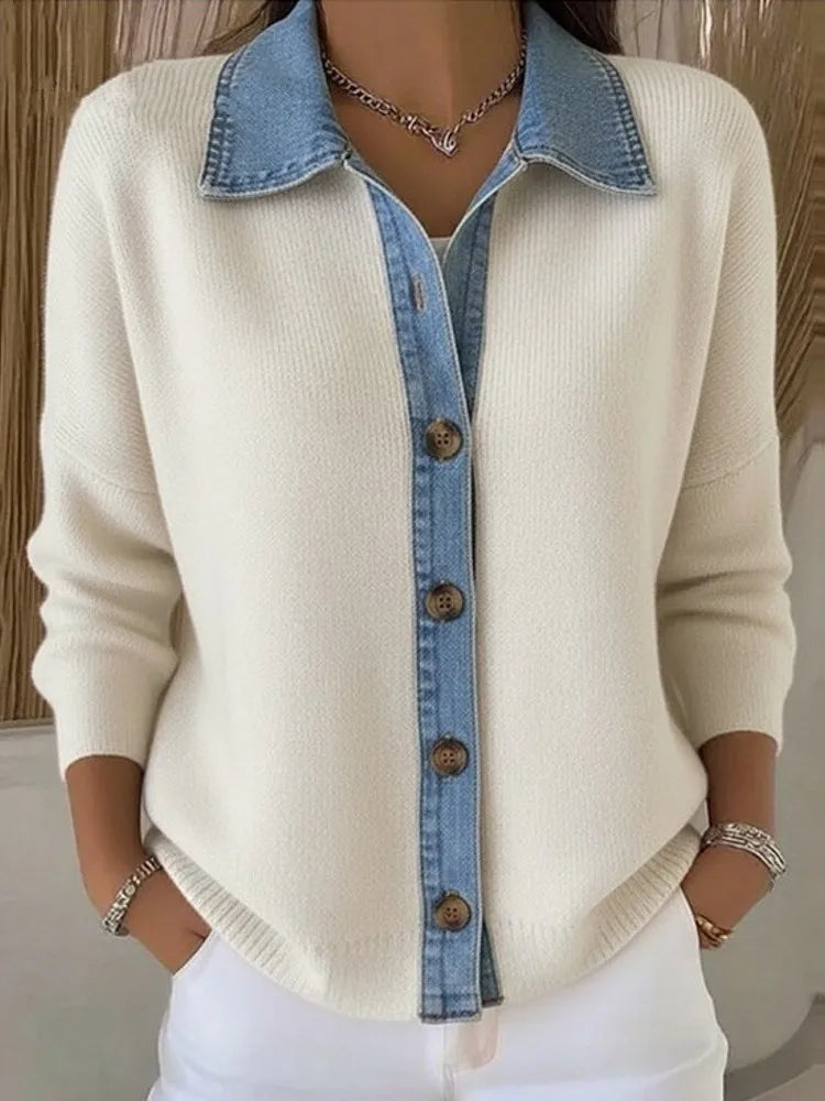 Léonie | Maglione em Maglia con Gola em Denim