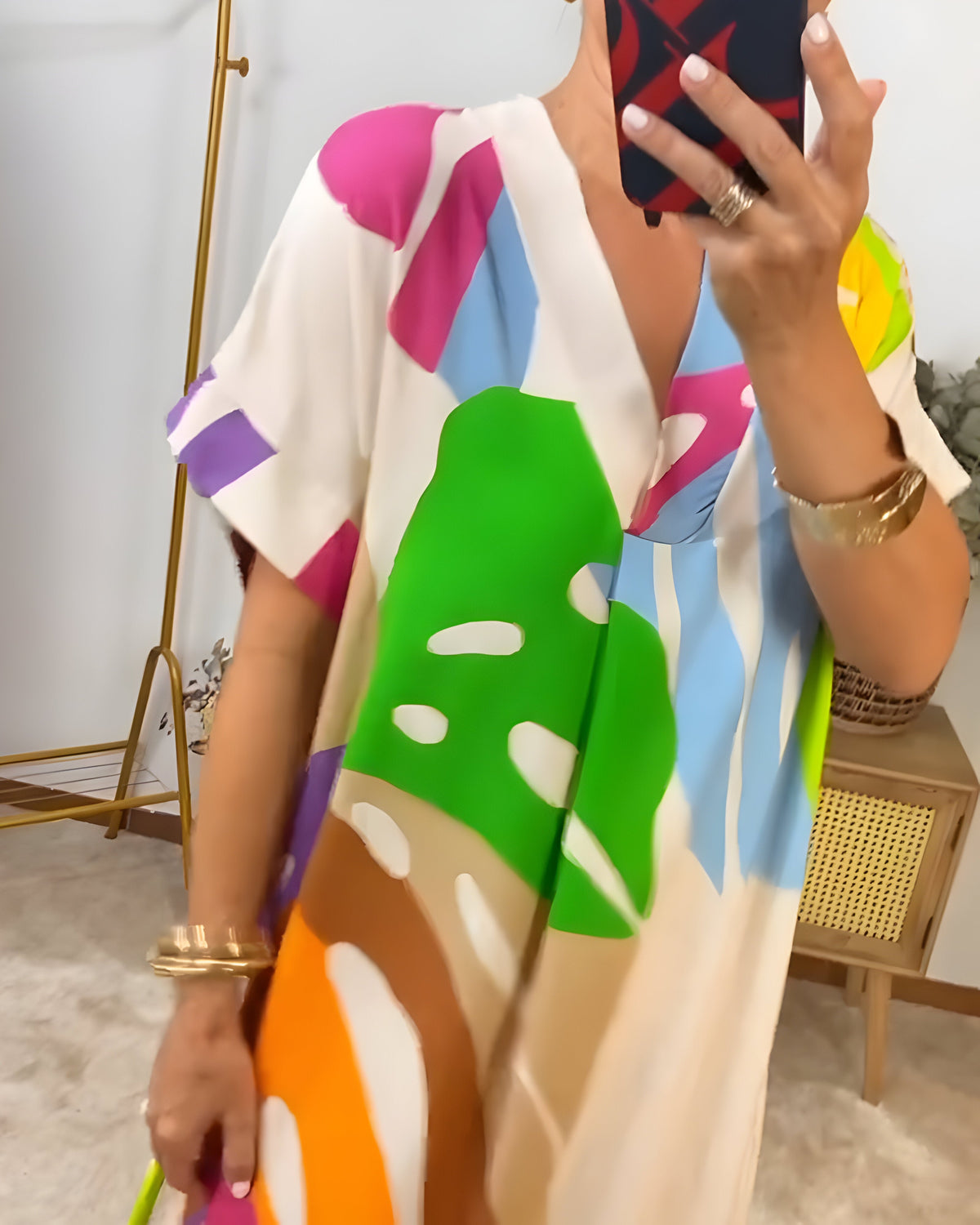 Roos™ | Abito casual con stampa di foglie colorate