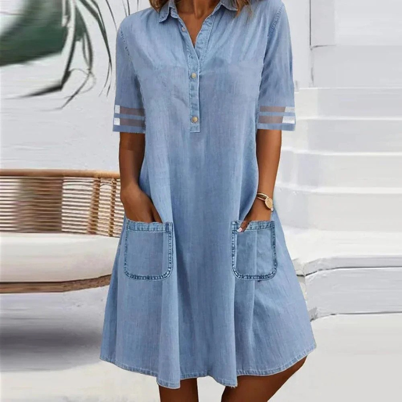 Jill | Abito denim aderente con tasche laterali