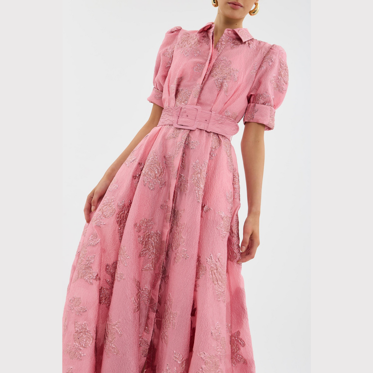 Beatrice™ | Abito Rosa con Maniche a Sbuffo da Donna