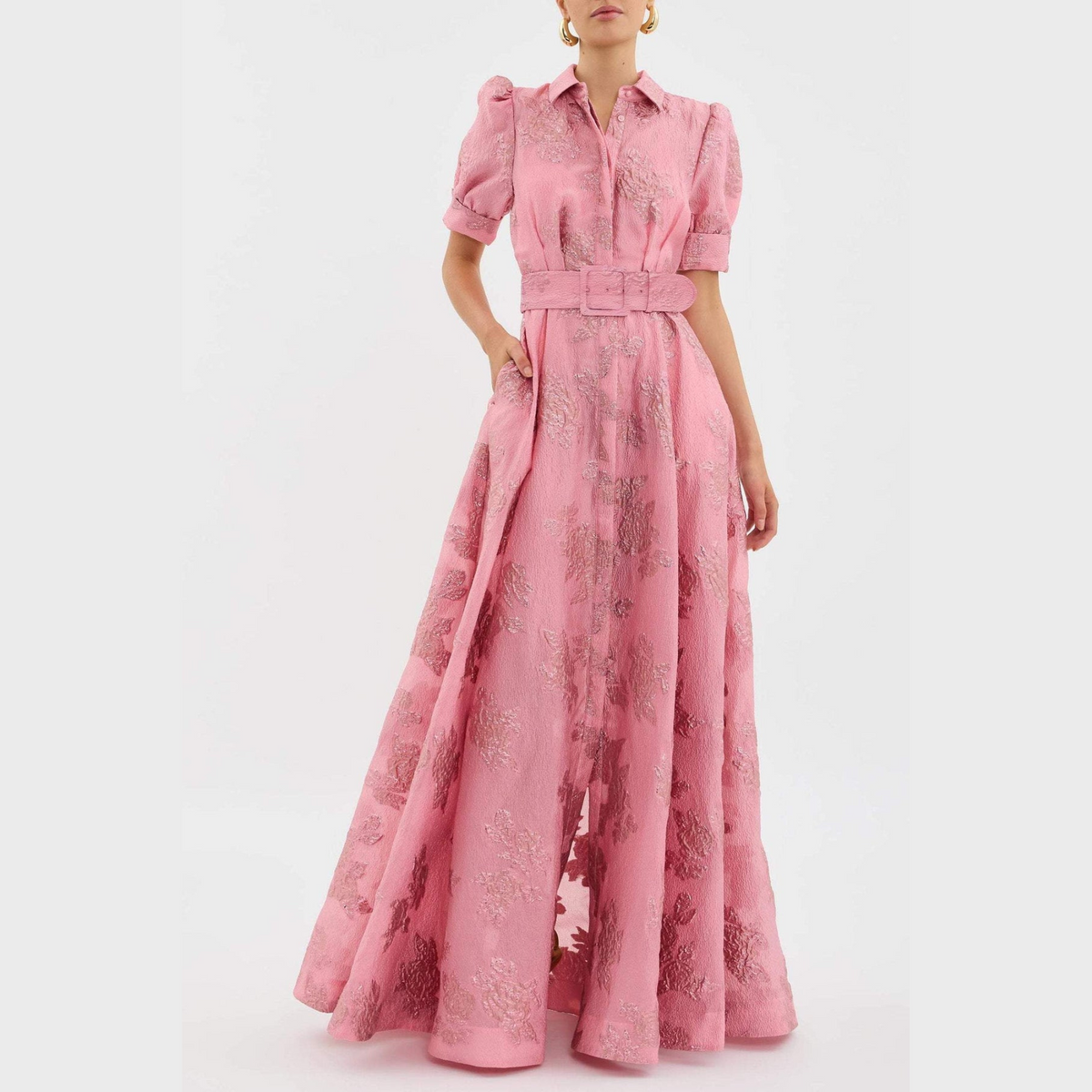 Beatrice™ | Abito Rosa con Maniche a Sbuffo da Donna