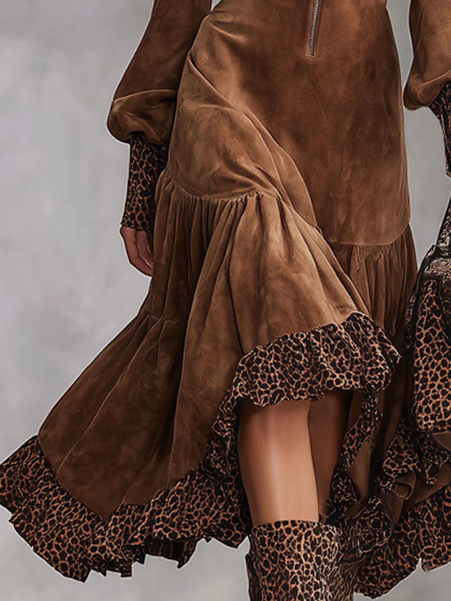 CHLOE | Abito di Suédine Leopardato