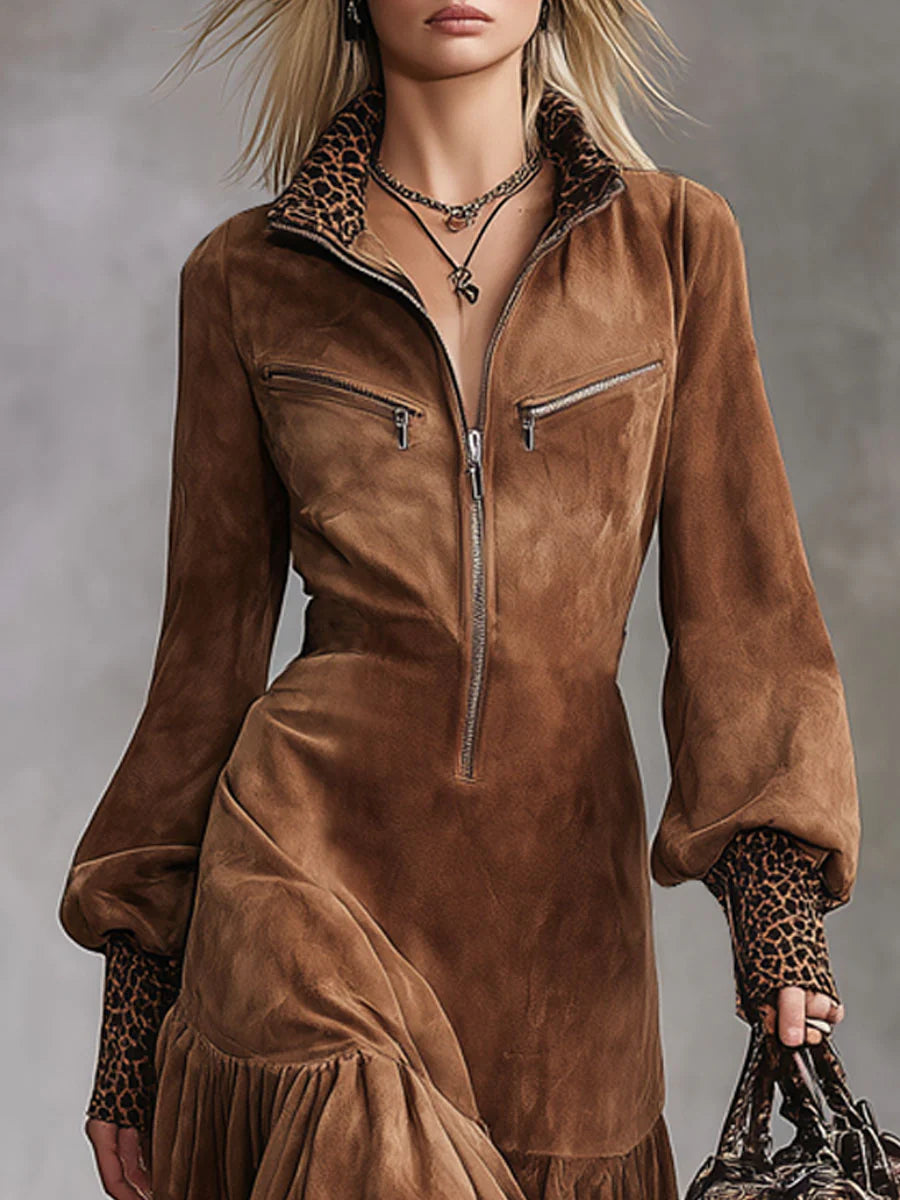CHLOE | Abito di Suédine Leopardato