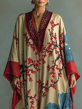 Zaki - Abito Maxi con Impressão di Flor di Ameixa Rossa Japonesa