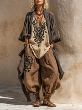 Runa | Set con Stampa Artistica Nomade Boho Tre Pezzi da Donna