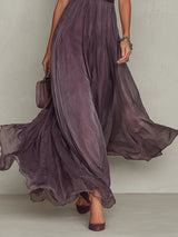 Flavia | Abito Lungo Viola con Scollo a Chiave da Donna