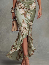Anastasia | Abito Lungo in Satin con Stampa Floreale per Donna