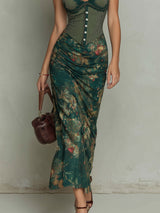 Ronda | Abito Maxi con Stampa Floreale e Pizzo Vintage