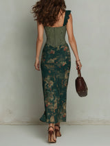 Ronda | Abito Maxi con Stampa Floreale e Pizzo Vintage