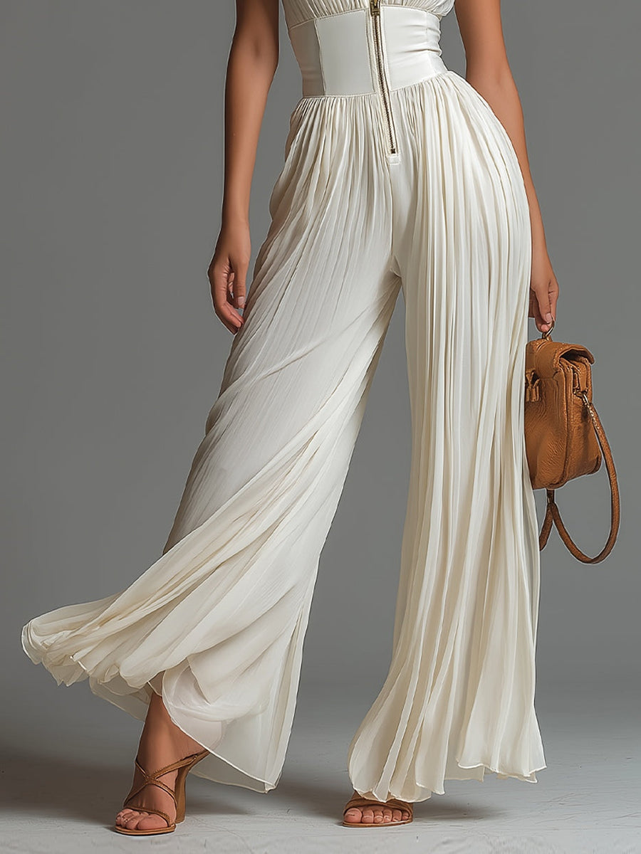 Laura - Tuta in chiffon senza maniche con scollatura a V da donna