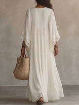 Indara | Vestito lungo bianco con scollatura a V per Donna