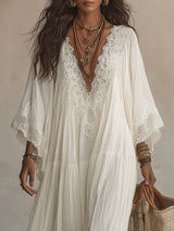 Indara | Vestito lungo bianco con scollatura a V per Donna
