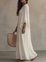 Indara | Vestito lungo bianco con scollatura a V per Donna