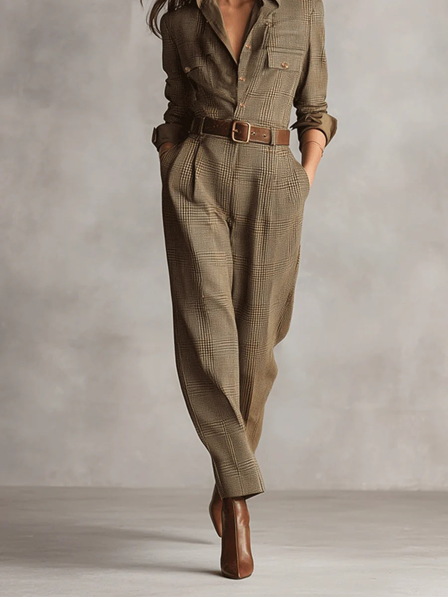 Zoë | Tuta Elegante in Tweed a Quadri
