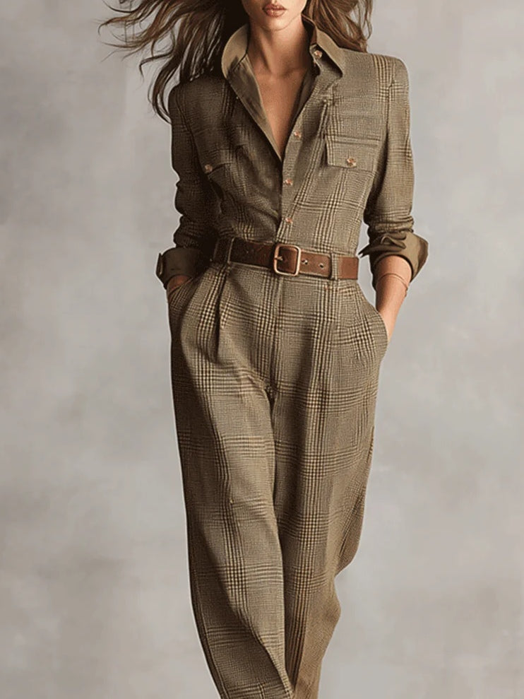 Zoë | Tuta Elegante in Tweed a Quadri