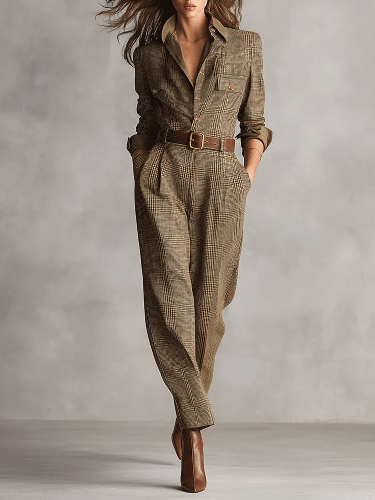 Zoë | Tuta Elegante in Tweed a Quadri