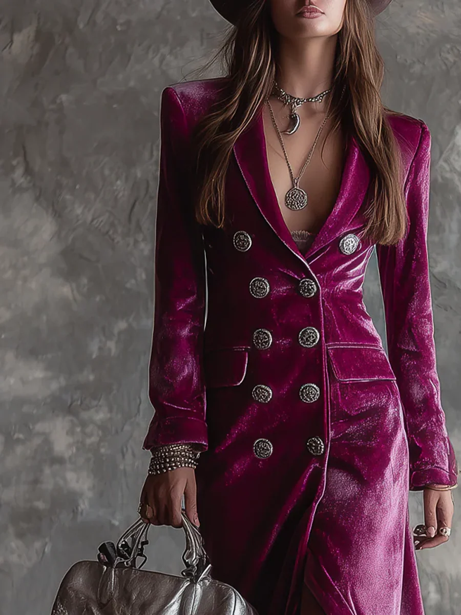 Vivienne | Blazer in Velluto Lussuoso con Bottoni