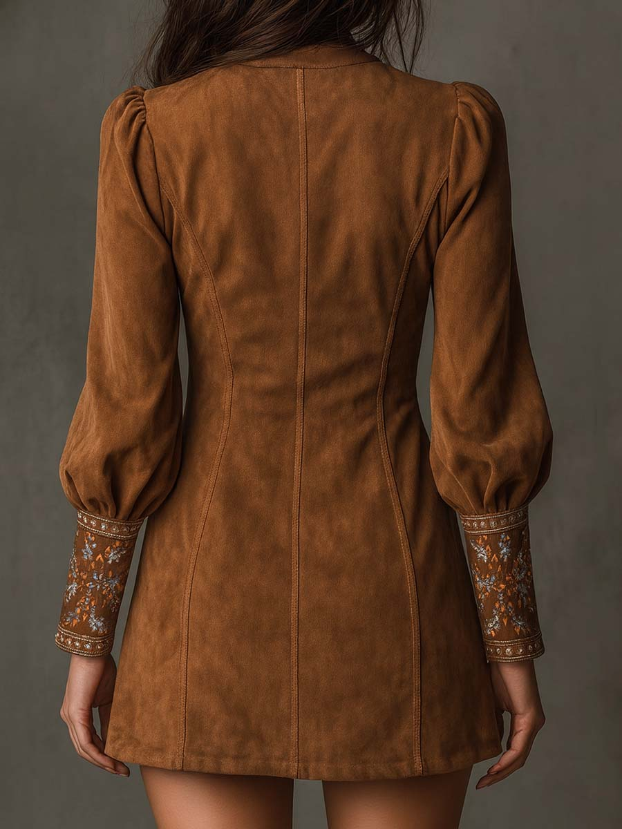 Liza - Robe curta erealizzato camurça
