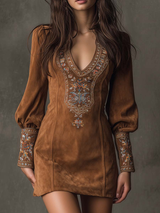 Liza - Robe curta erealizzato camurça