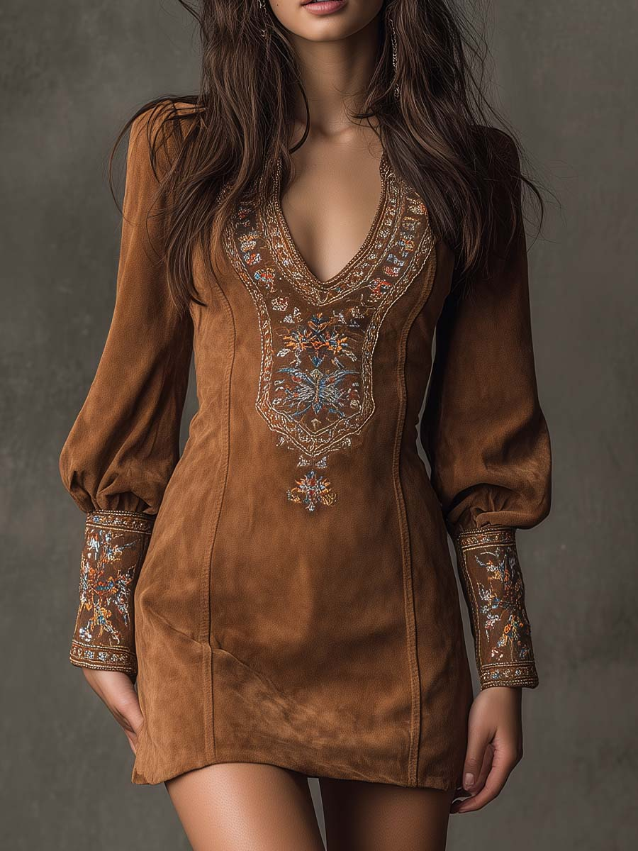 Liza - Robe curta erealizzato camurça