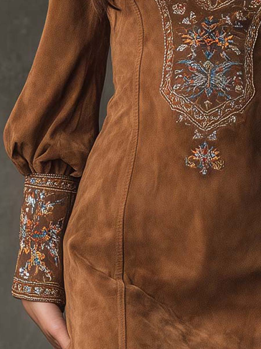 Liza - Robe curta erealizzato camurça