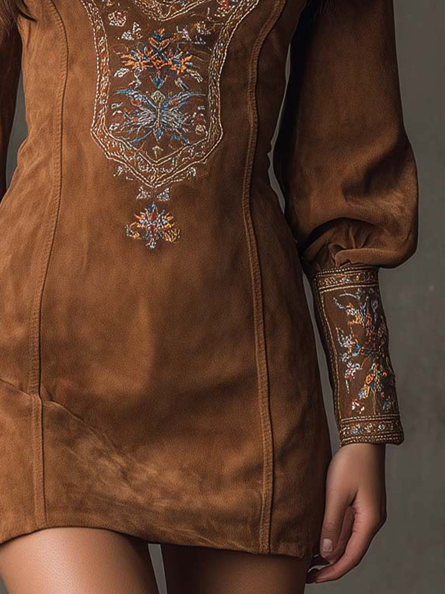 Liza - Robe curta erealizzato camurça